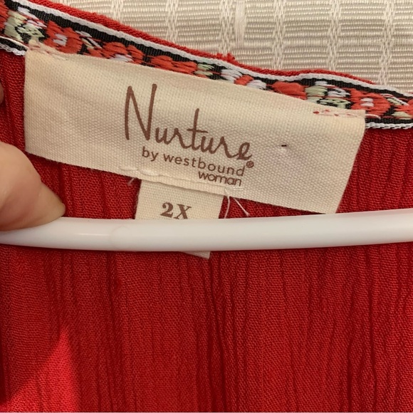 Nurture NWT Plus V Neck Crimson Tiered Maxi Dress Swiss Dot Size 2X Flowy Boho - Picture 8 of 10
